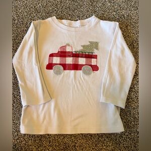 Plaid Christmas Truck Long Sleeve Tee - White